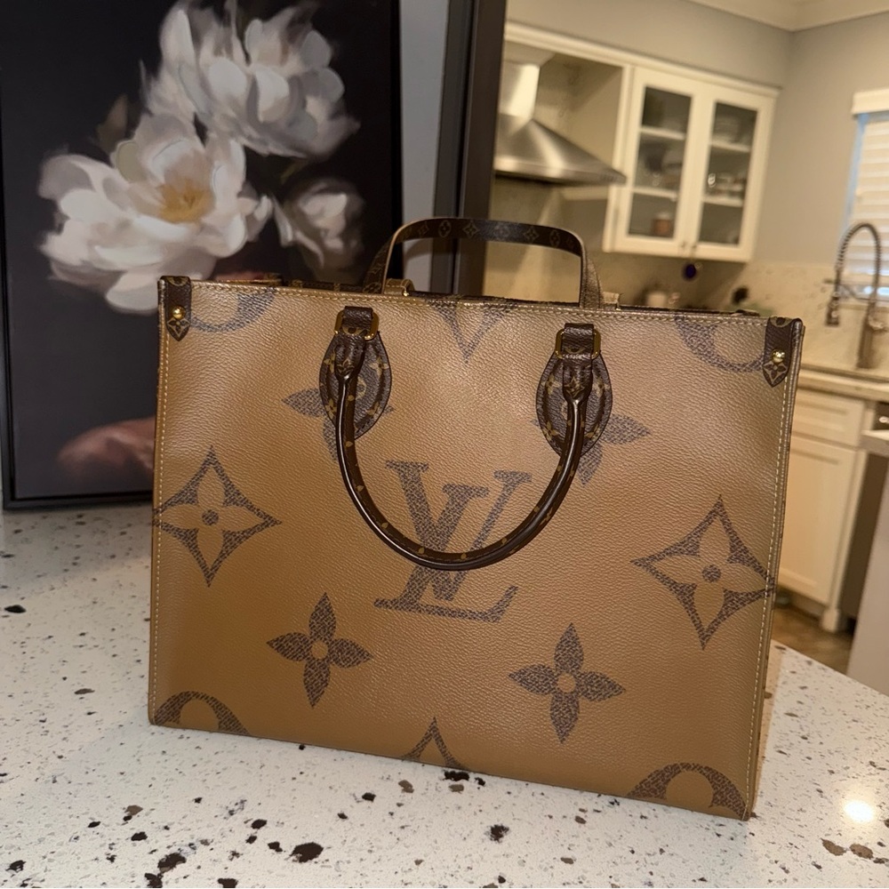 Louis Vuitton Tan and Brown OnTheGo Tote